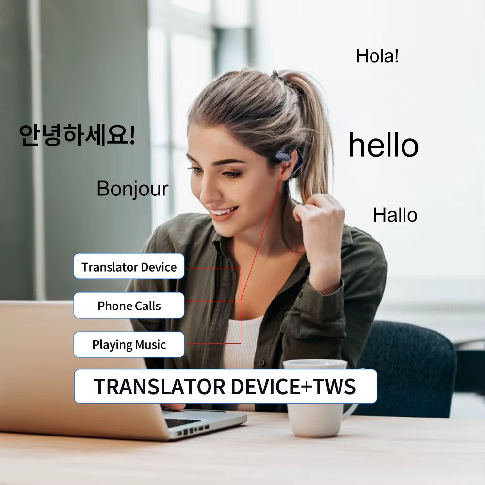 M8 Smart Voice Translator Wireless Bluetooth Earphones Translation Headphones 144 Languages Instant Translate Voice Translator