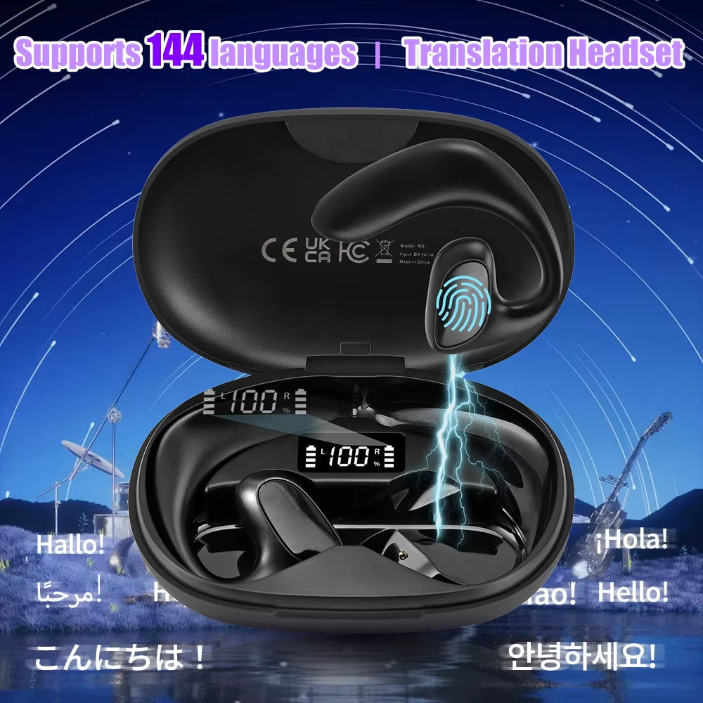 M8 Smart Voice Translator Wireless Bluetooth Earphones Translation Headphones 144 Languages Instant Translate Voice Translator