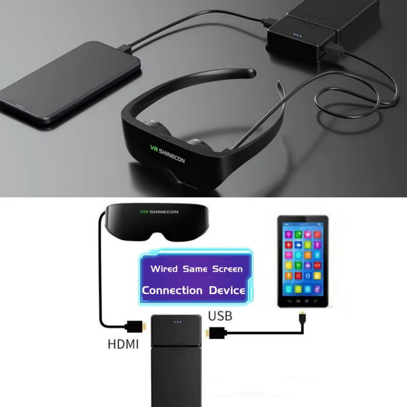 3D Smart Glasses 20M 100Inch IMAX Giant Screen VR Headset Same Screen Stereo Cinema Virtual Reality VR Glasses for Smartphone PC