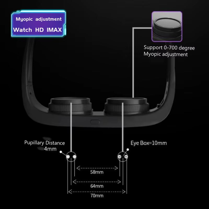 3D Smart Glasses 20M 100Inch IMAX Giant Screen VR Headset Same Screen Stereo Cinema Virtual Reality VR Glasses for Smartphone PC