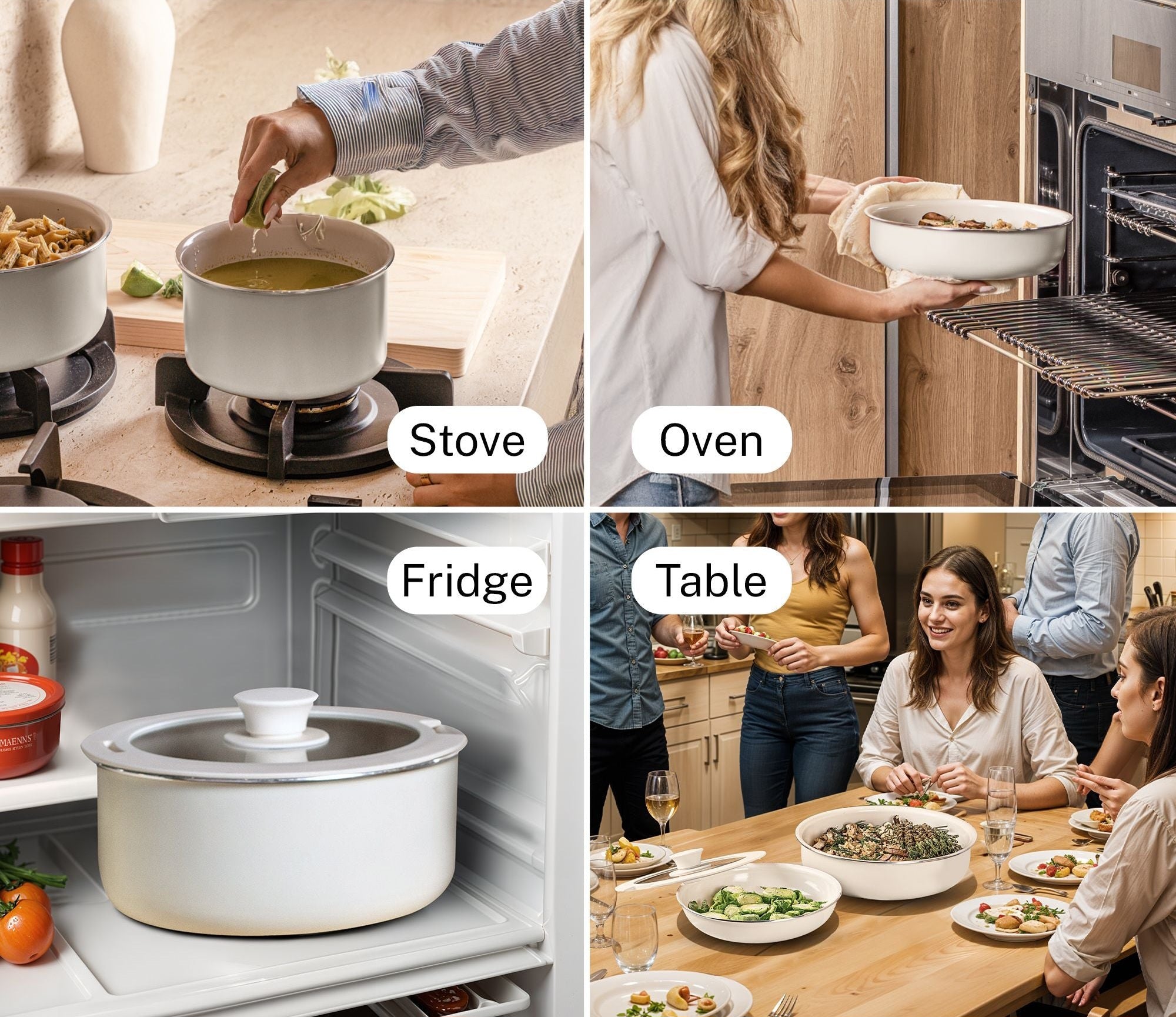 Cook, Bake, Store, Serve: Versatile Ceramic Cookware with a Detachable Handle for Oven, Fridge, and Table!”