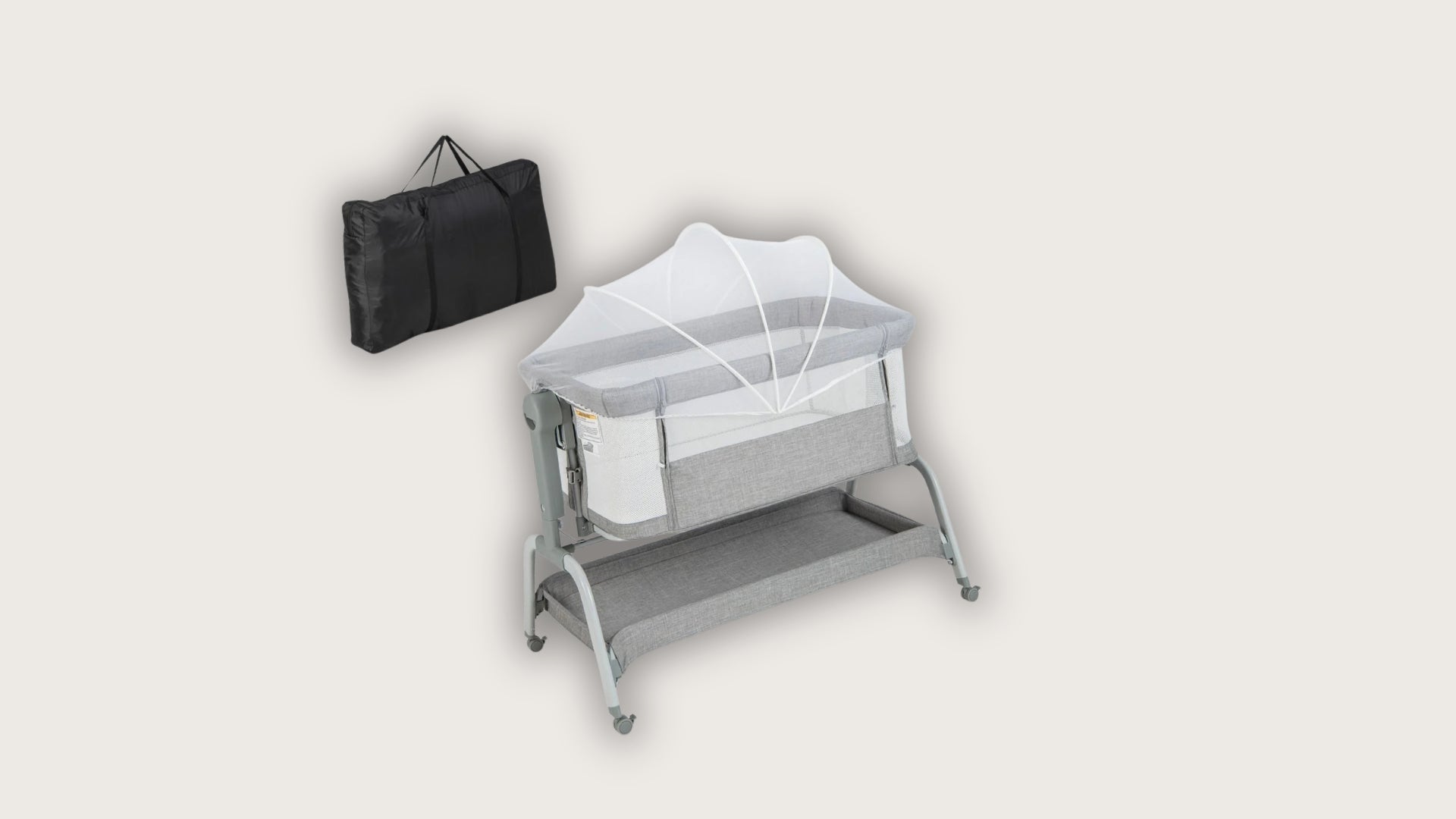 4-in-1 Convertible Baby Crib with Mosquito Net & Mattress - Adjustable Heights
