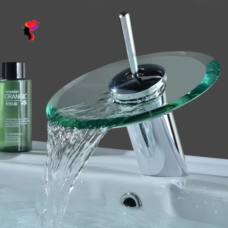  Glass Waterfall Bathroom Faucet